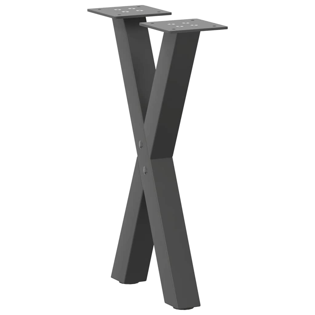 vidaXL Picioare pentru măsuță de cafea în formă de X, 2 buc., antracit, 38x(42-43) cm, oțel vidaXL Picioare pentru măsuță de cafea în formă de X, 2 buc., antracit, 38x(42-43) cm, oțel
