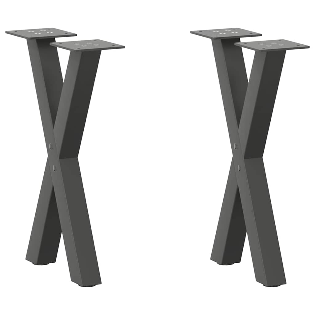 vidaXL Picioare pentru măsuță de cafea în formă de X, 2 buc., antracit, 38x(42-43) cm, oțel vidaXL Picioare pentru măsuță de cafea în formă de X, 2 buc., antracit, 38x(42-43) cm, oțel