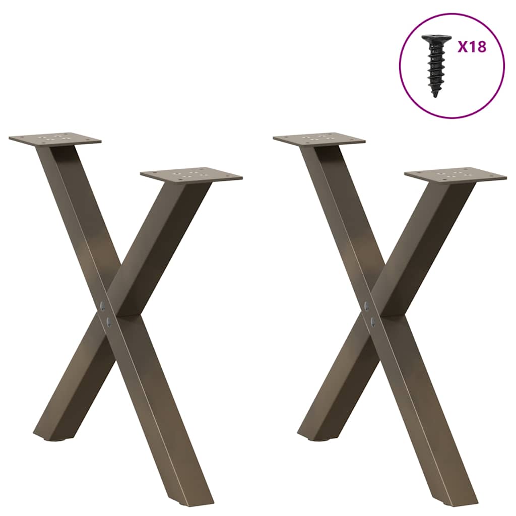 vidaXL Picioare pentru masă de cafea în formă de X, 2 buc., oțel natural, 50x(42-43) cm vidaXL Picioare pentru masă de cafea în formă de X, 2 buc., oțel natural, 50x(42-43) cm