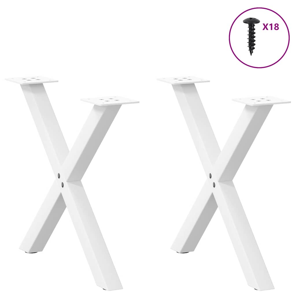 vidaXL Picioare pentru măsuță de cafea în formă de X, 2 buc., alb, 60x(42-43) cm, oțel
