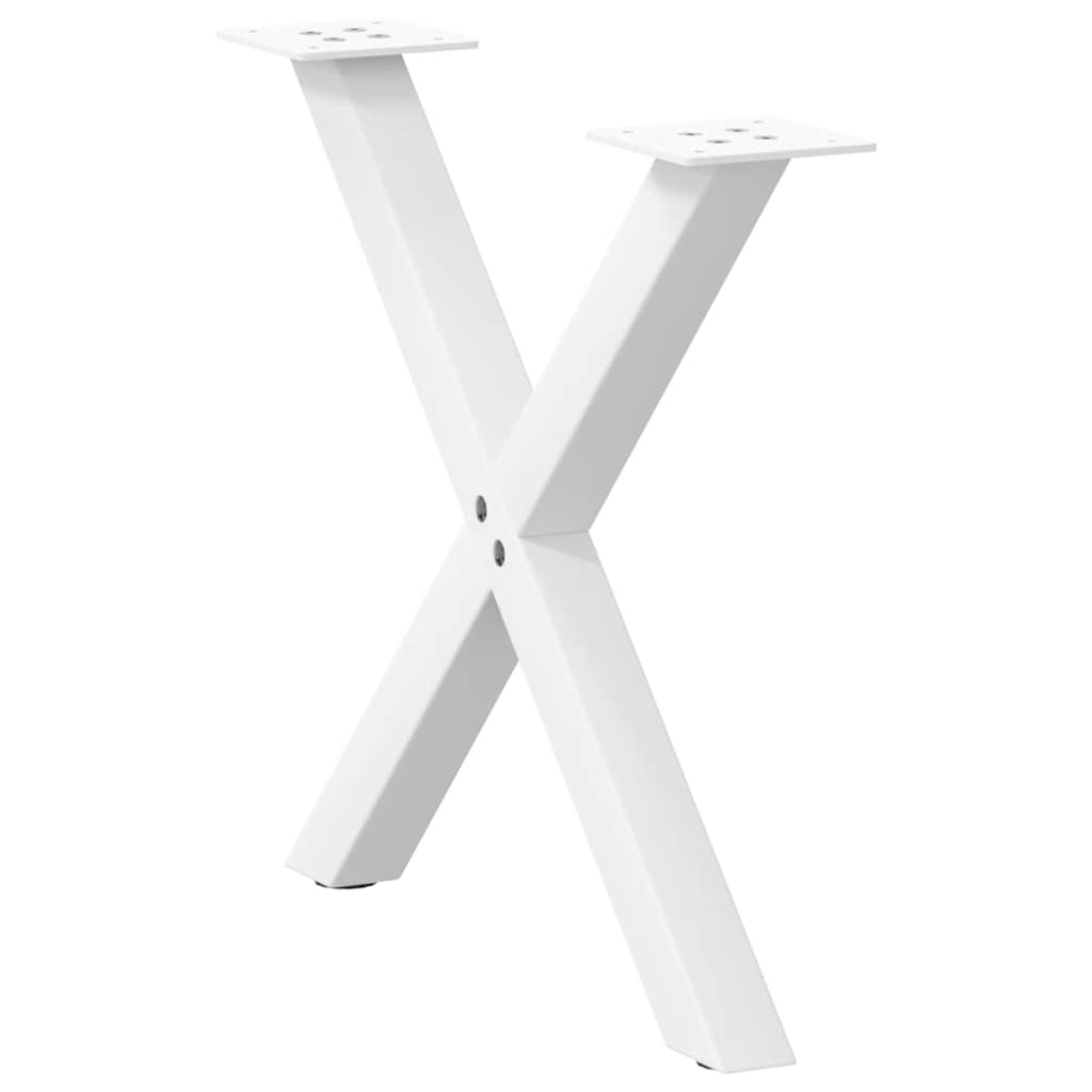 vidaXL Picioare pentru măsuță de cafea în formă de X, 2 buc., alb, 60x(42-43) cm, oțel