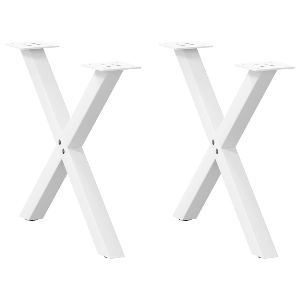 vidaXL Picioare pentru măsuță de cafea în formă de X, 2 buc., alb, 60x(42-43) cm, oțel