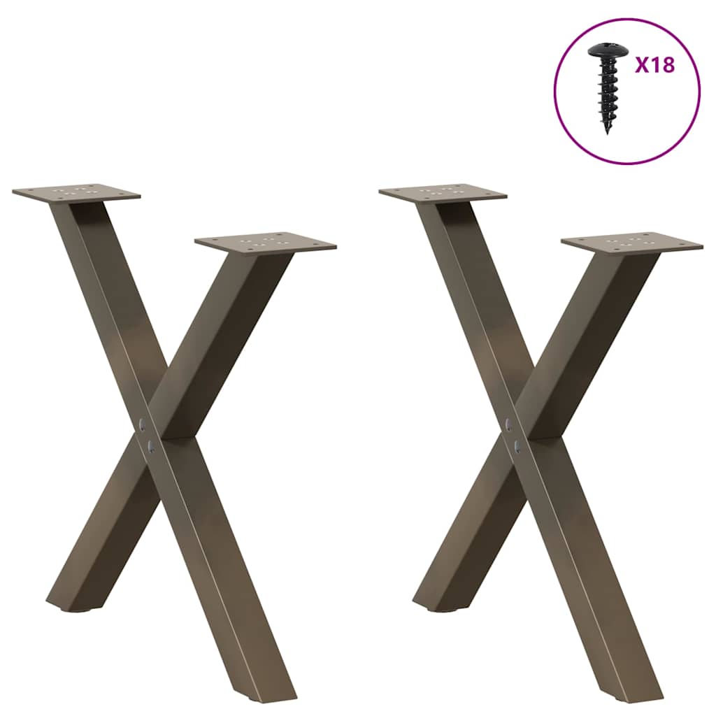 vidaXL Picioare pentru masă de cafea în formă de X, 2 buc., oțel natural, 60 x (42-43) cm vidaXL Picioare pentru masă de cafea în formă de X, 2 buc., oțel natural, 60 x (42-43) cm
