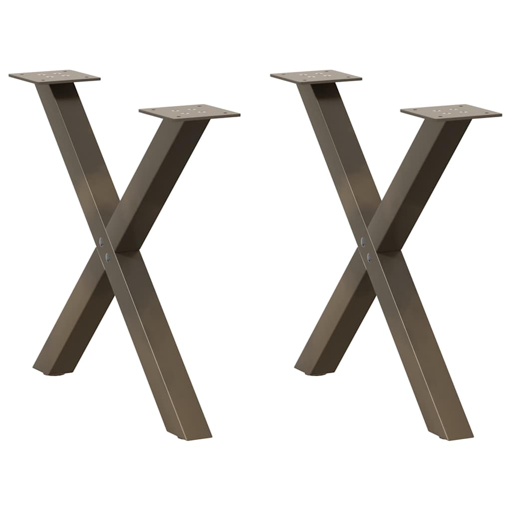 vidaXL Picioare pentru masă de cafea în formă de X, 2 buc., oțel natural, 60 x (42-43) cm vidaXL Picioare pentru masă de cafea în formă de X, 2 buc., oțel natural, 60 x (42-43) cm