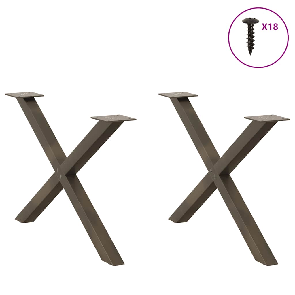 vidaXL Picioare pentru masă de cafea în formă de X, 2 buc., oțel natural, 70x(42-43) cm vidaXL Picioare pentru masă de cafea în formă de X, 2 buc., oțel natural, 70x(42-43) cm