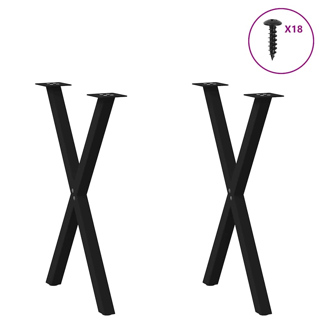 vidaXL Picioare de masă în formă de X, 2 buc., negru, 57x(72-73) cm, oțel vidaXL Picioare de masă în formă de X, 2 buc., negru, 57x(72-73) cm, oțel