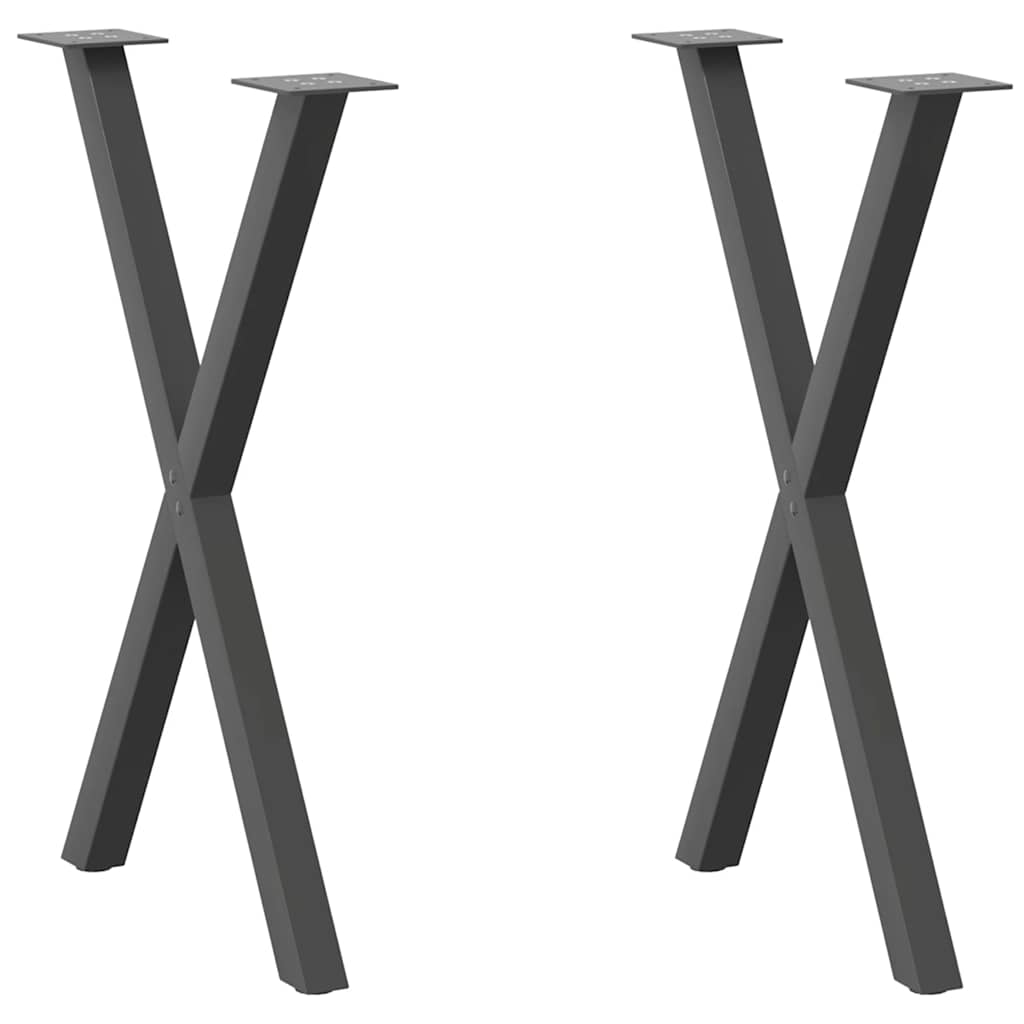 vidaXL Picioare de masă în formă de X, 2 buc., antracit, 57x(72-73) cm, oțel