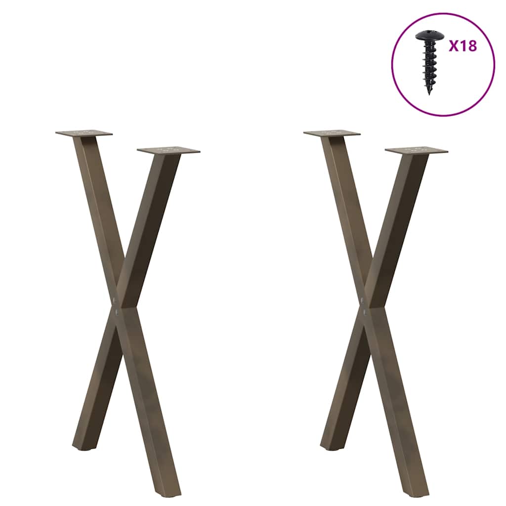 vidaXL Picioare de masă în formă de X, 2 buc., oțel natural, 57 x (72-73) cm vidaXL Picioare de masă în formă de X, 2 buc., oțel natural, 57 x (72-73) cm