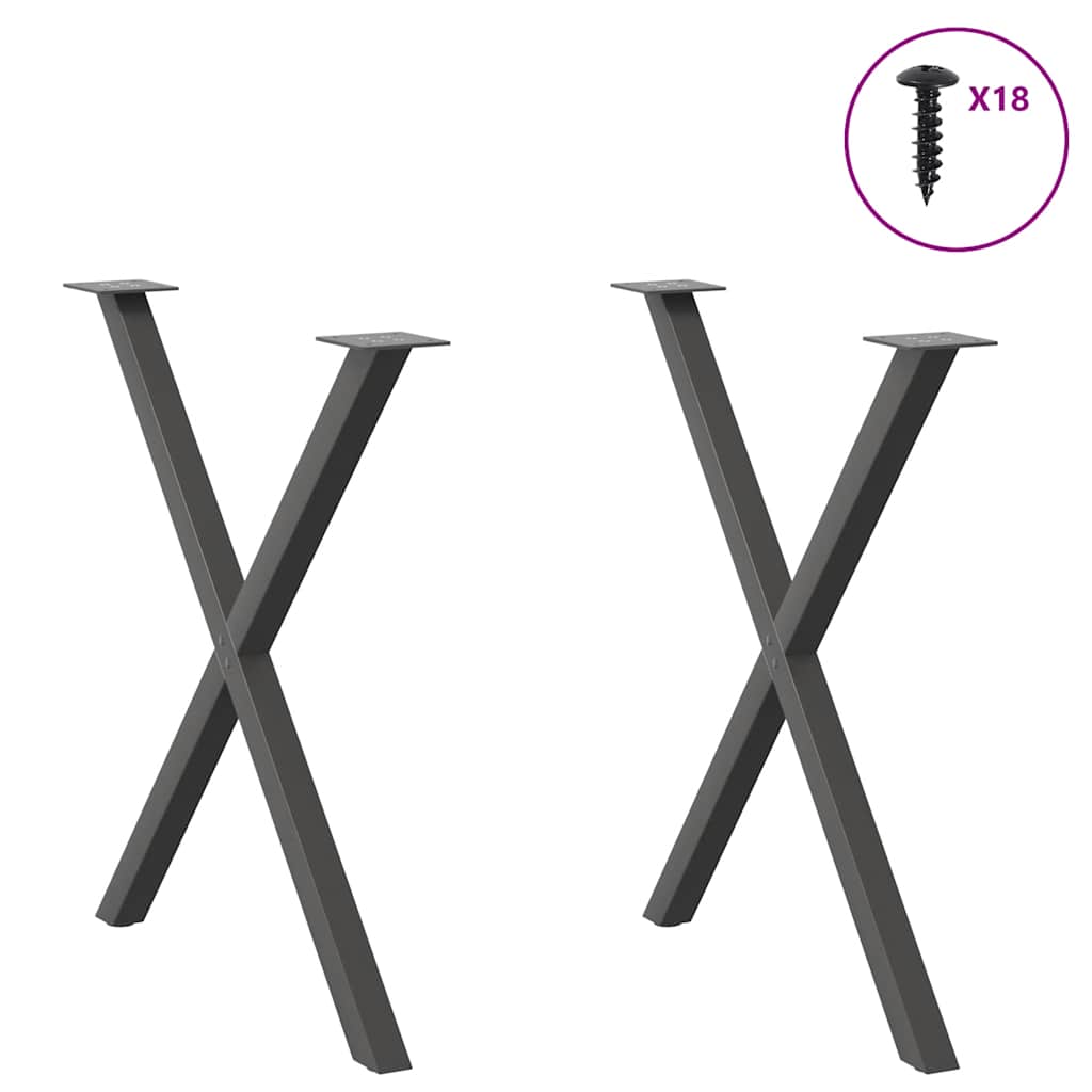 vidaXL Picioare de masă în formă de X, 2 buc., antracit, 70x(72-73) cm, oțel