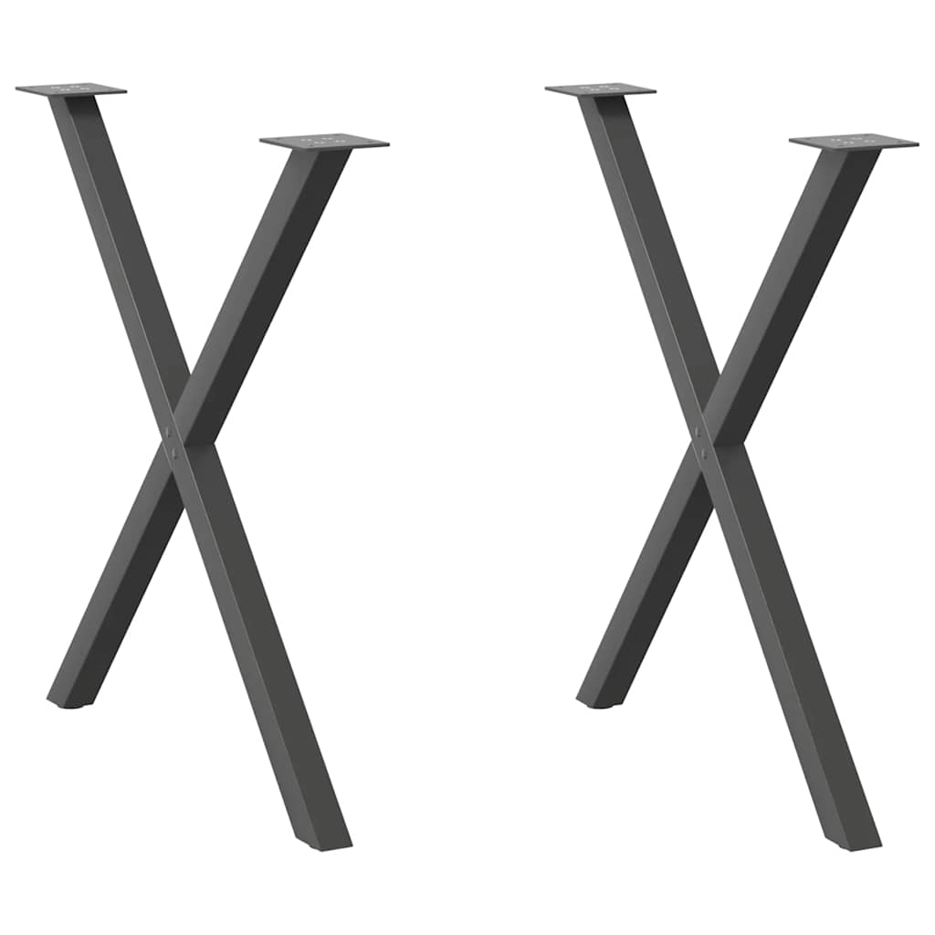 vidaXL Picioare de masă în formă de X, 2 buc., antracit, 70x(72-73) cm, oțel