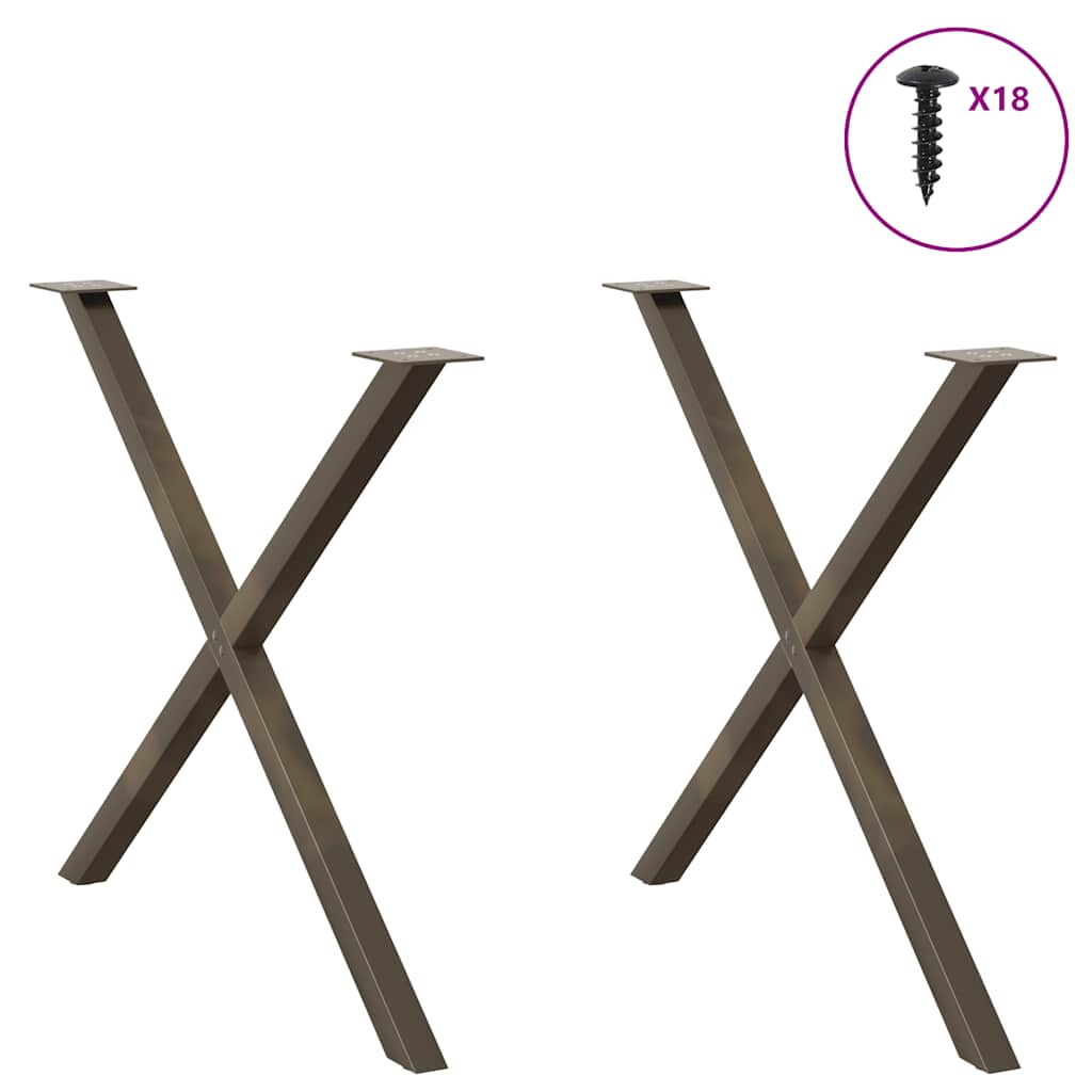 vidaXL Picioare de masă în formă de X, 2 buc., oțel natural, 90x(72-73) cm vidaXL Picioare de masă în formă de X, 2 buc., oțel natural, 90x(72-73) cm