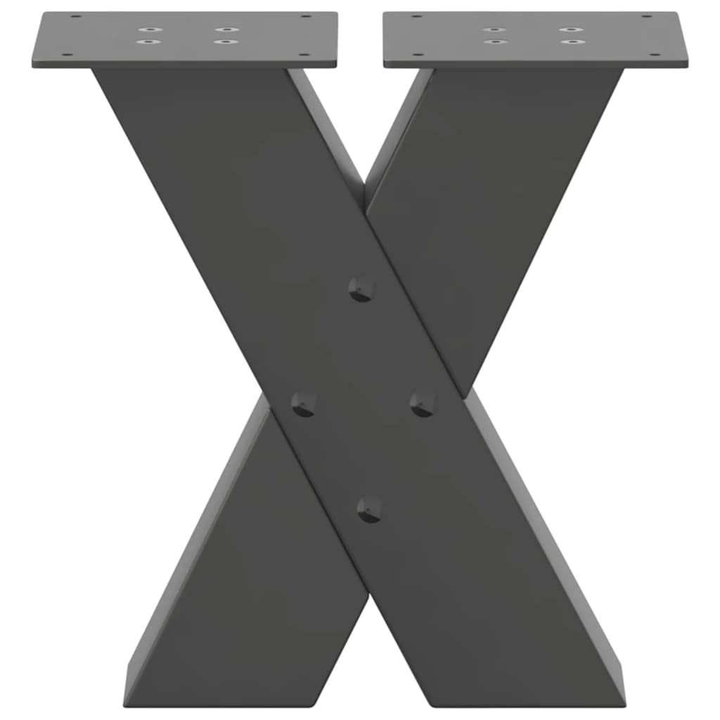 vidaXL Picioare pentru măsuță de cafea în formă de X, 2 buc., antracit, 30x(30-31) cm, oțel