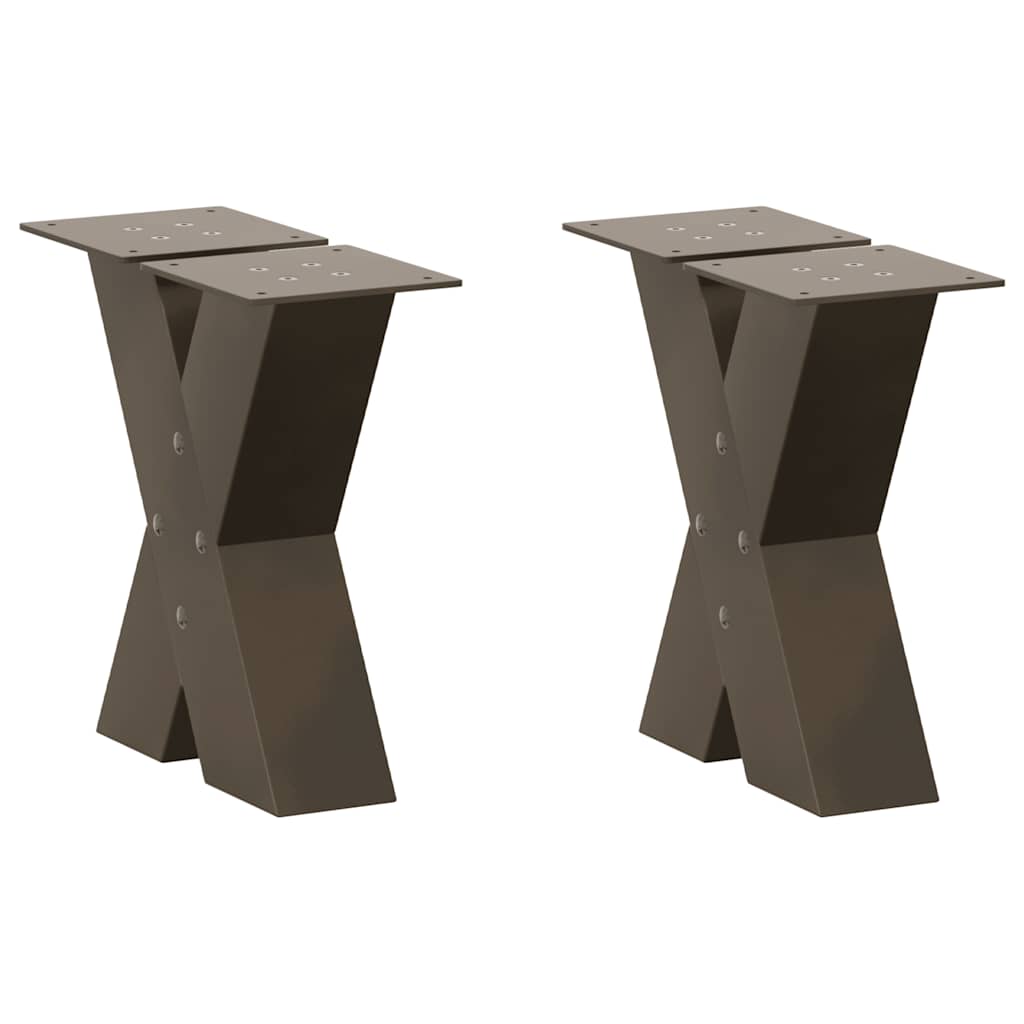 vidaXL Picioare pentru măsuță de cafea în formă de X, 2 buc., oțel natural, 30x(30-31) cm