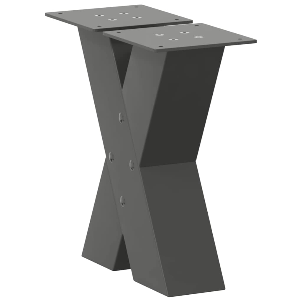 vidaXL Picioare pentru măsuță de cafea în formă de X, 2 buc., antracit, 40x(30-31) cm, oțel