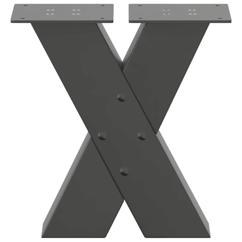 vidaXL Picioare pentru măsuță de cafea în formă de X, 2 buc., antracit, 40x(30-31) cm, oțel