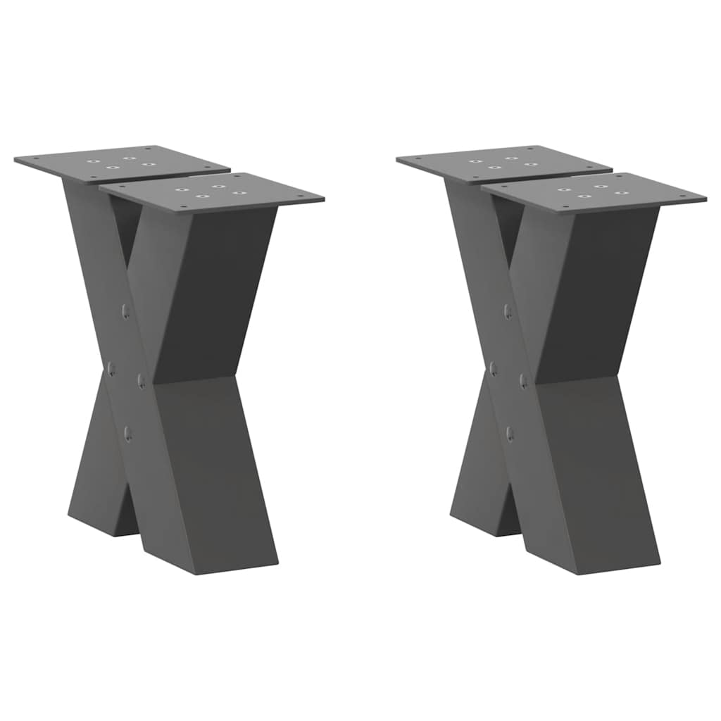 vidaXL Picioare pentru măsuță de cafea în formă de X, 2 buc., antracit, 40x(30-31) cm, oțel
