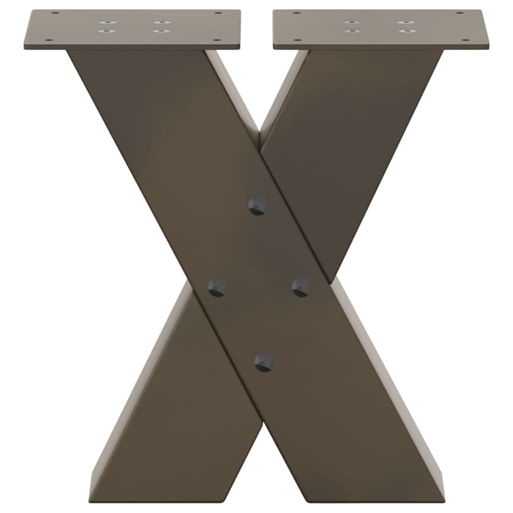 vidaXL Picioare pentru măsuță de cafea în formă de X, 2 buc., oțel natural, 40x(30-31) cm