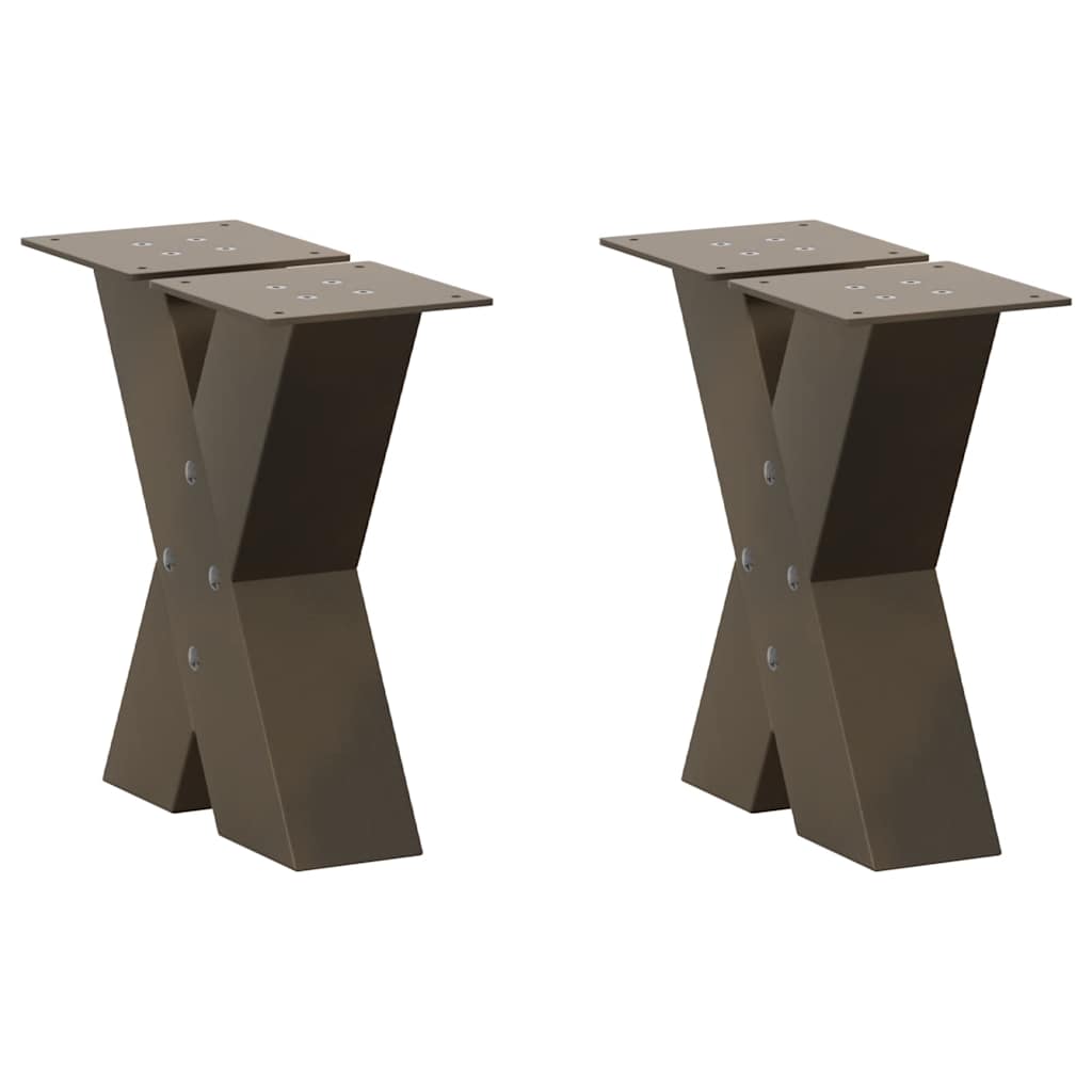 vidaXL Picioare pentru măsuță de cafea în formă de X, 2 buc., oțel natural, 40x(30-31) cm