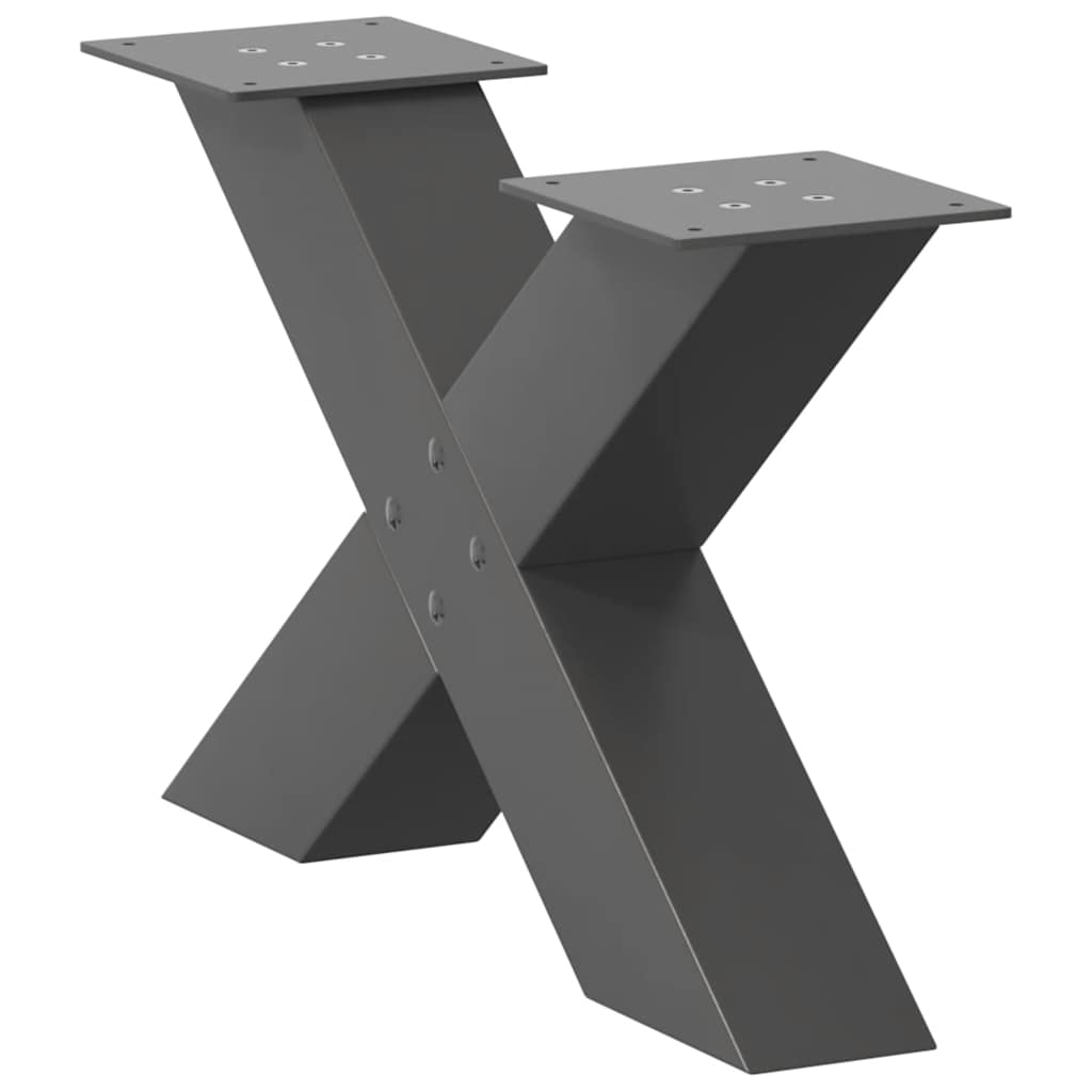 vidaXL Picioare pentru măsuță de cafea în formă de X, 2 buc., antracit, 50x(30-31) cm, oțel