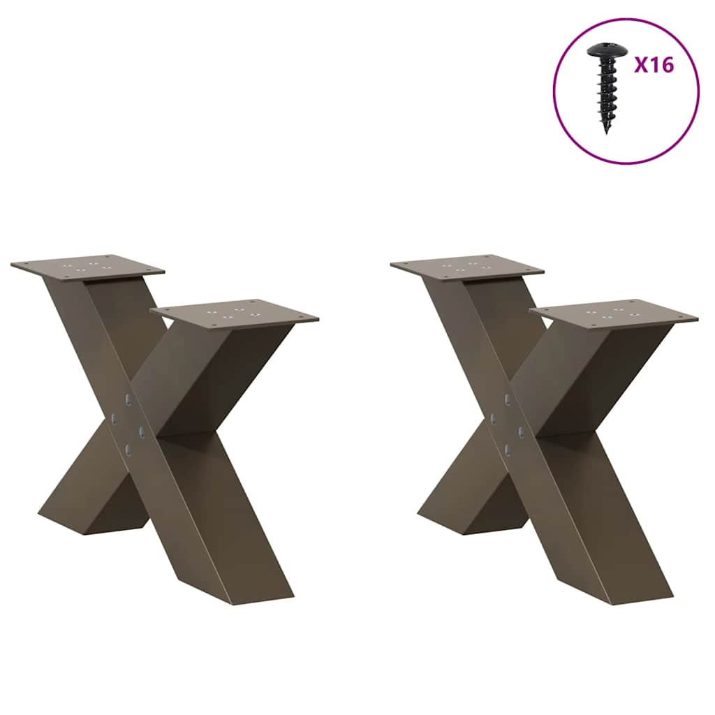 vidaXL Picioare pentru măsuță de cafea în formă de X, 2 buc., oțel natural, 50x(30-31) cm vidaXL Picioare pentru măsuță de cafea în formă de X, 2 buc., oțel natural, 50x(30-31) cm