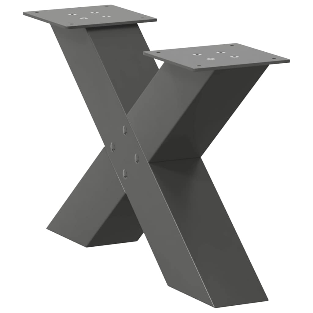 vidaXL Picioare pentru măsuță de cafea în formă de X, 2 buc., antracit, 60x(30-31) cm, oțel