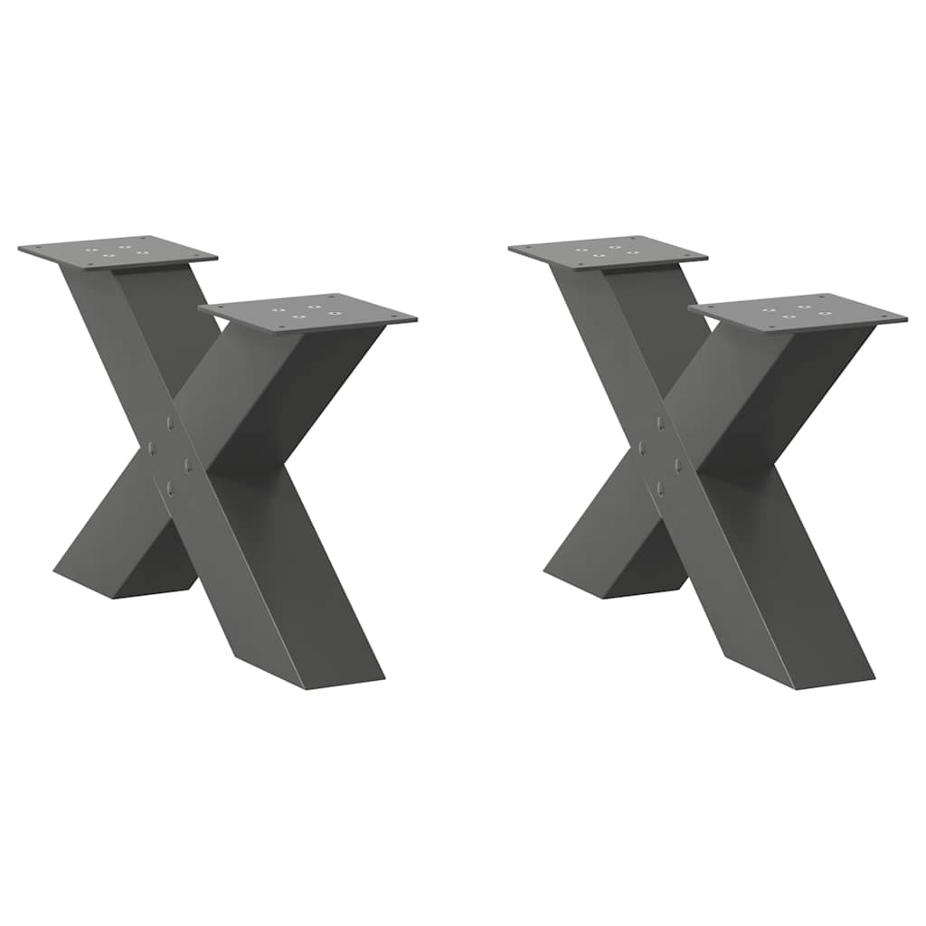 vidaXL Picioare pentru măsuță de cafea în formă de X, 2 buc., antracit, 60x(30-31) cm, oțel