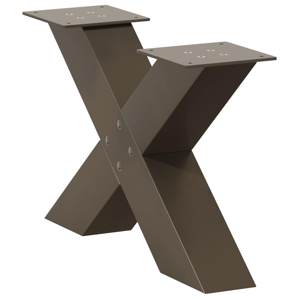 vidaXL Picioare pentru măsuță de cafea în formă de X, 2 buc., oțel natural, 60 x (30-31) cm