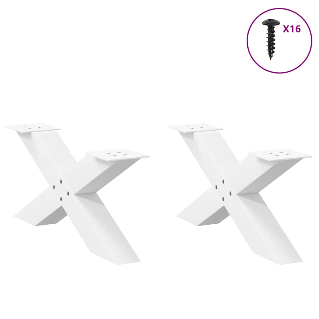 vidaXL Picioare pentru măsuță de cafea în formă de X, 2 buc., alb, 70x(30-31) cm, oțel