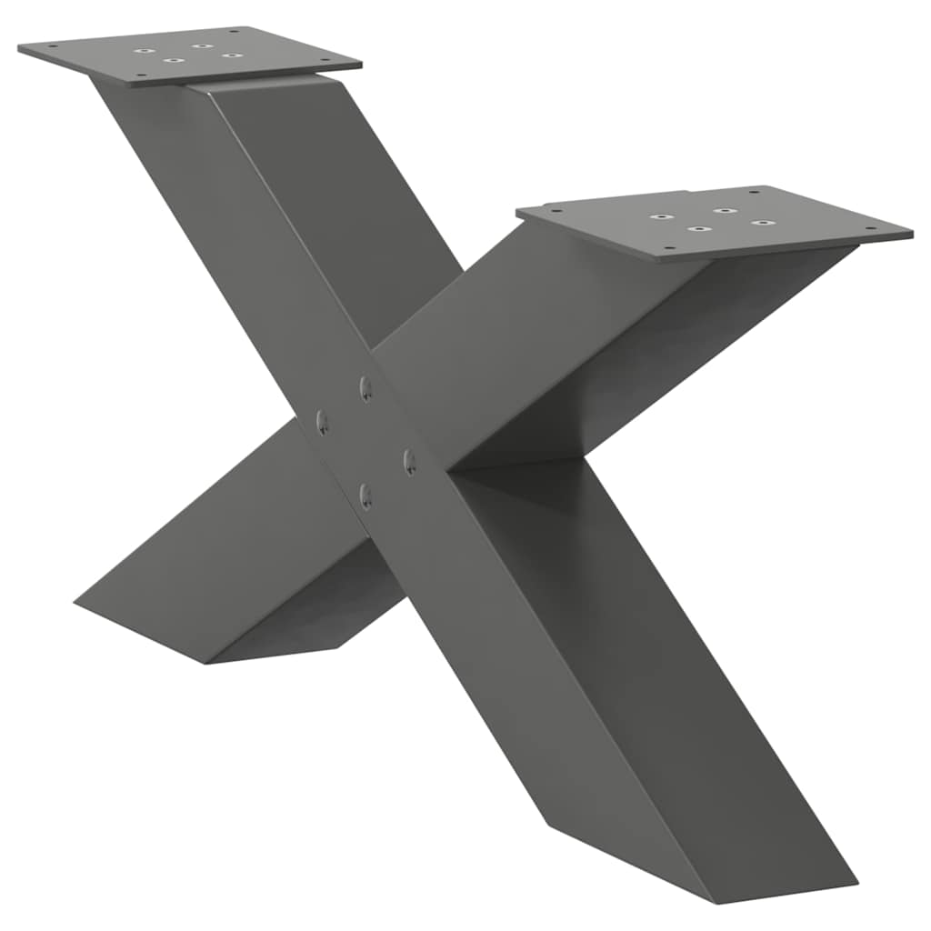 vidaXL Picioare pentru măsuță de cafea în formă de X, 2 buc., antracit, 70x(30-31) cm, oțel