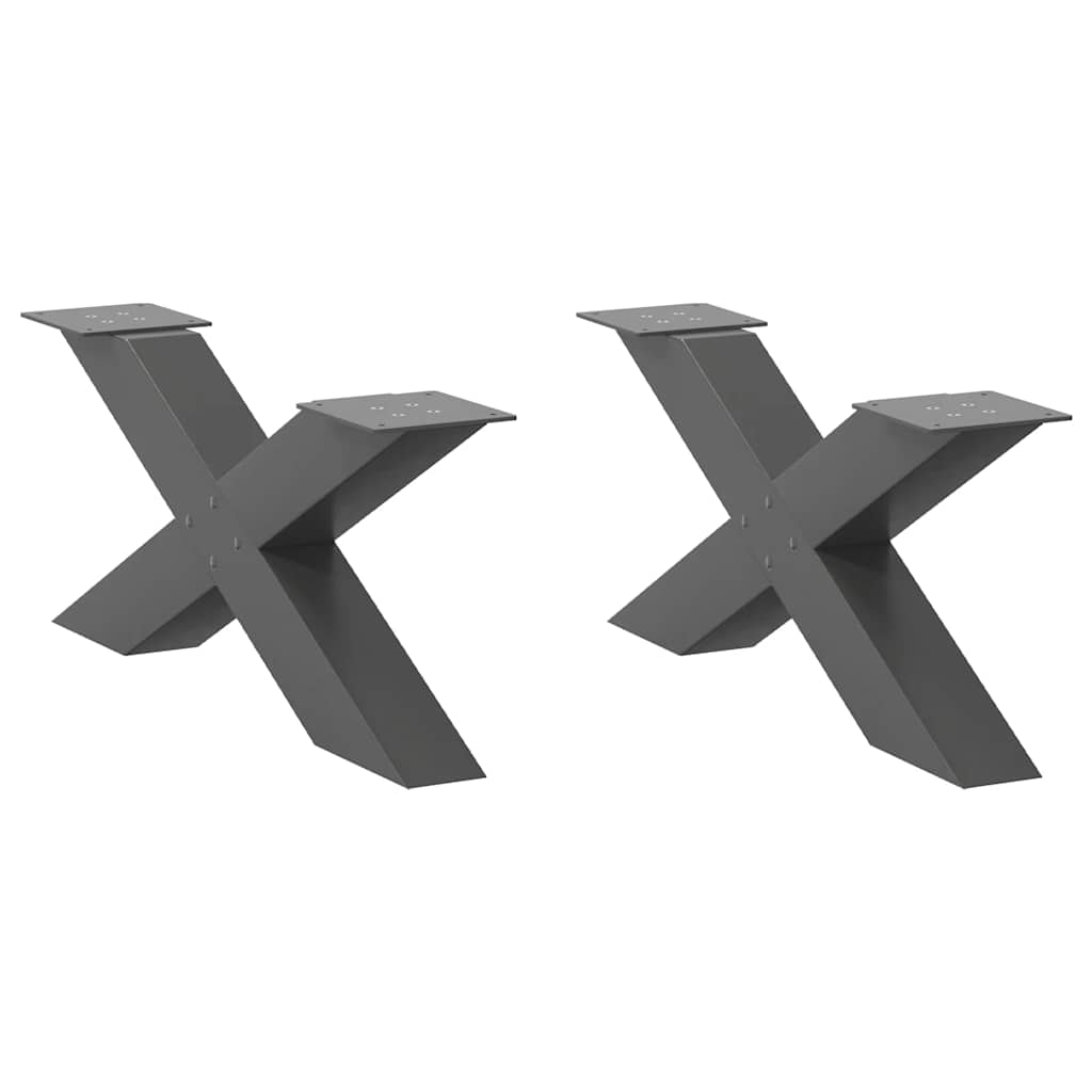 vidaXL Picioare pentru măsuță de cafea în formă de X, 2 buc., antracit, 70x(30-31) cm, oțel