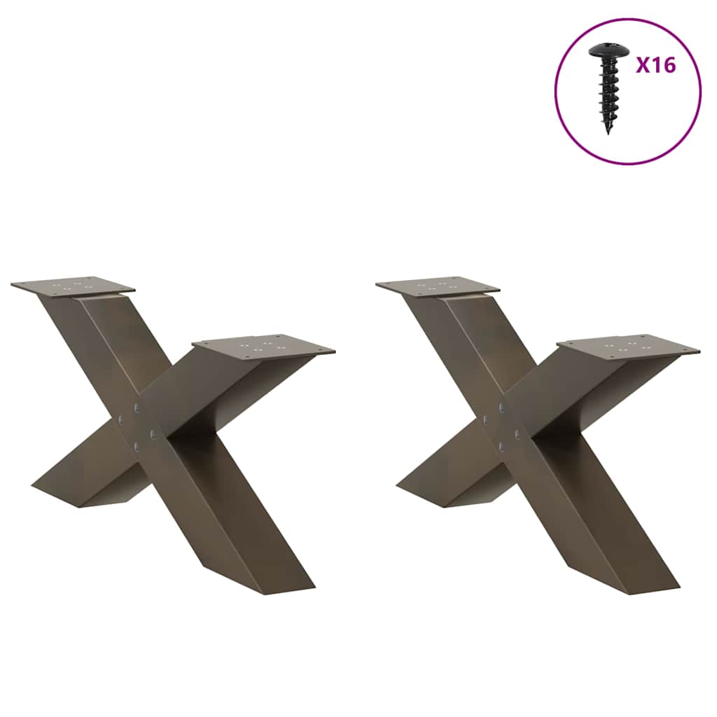 vidaXL Picioare pentru masă de cafea în formă de X, 2 buc., oțel natural, 70x(30-31) cm vidaXL Picioare pentru masă de cafea în formă de X, 2 buc., oțel natural, 70x(30-31) cm