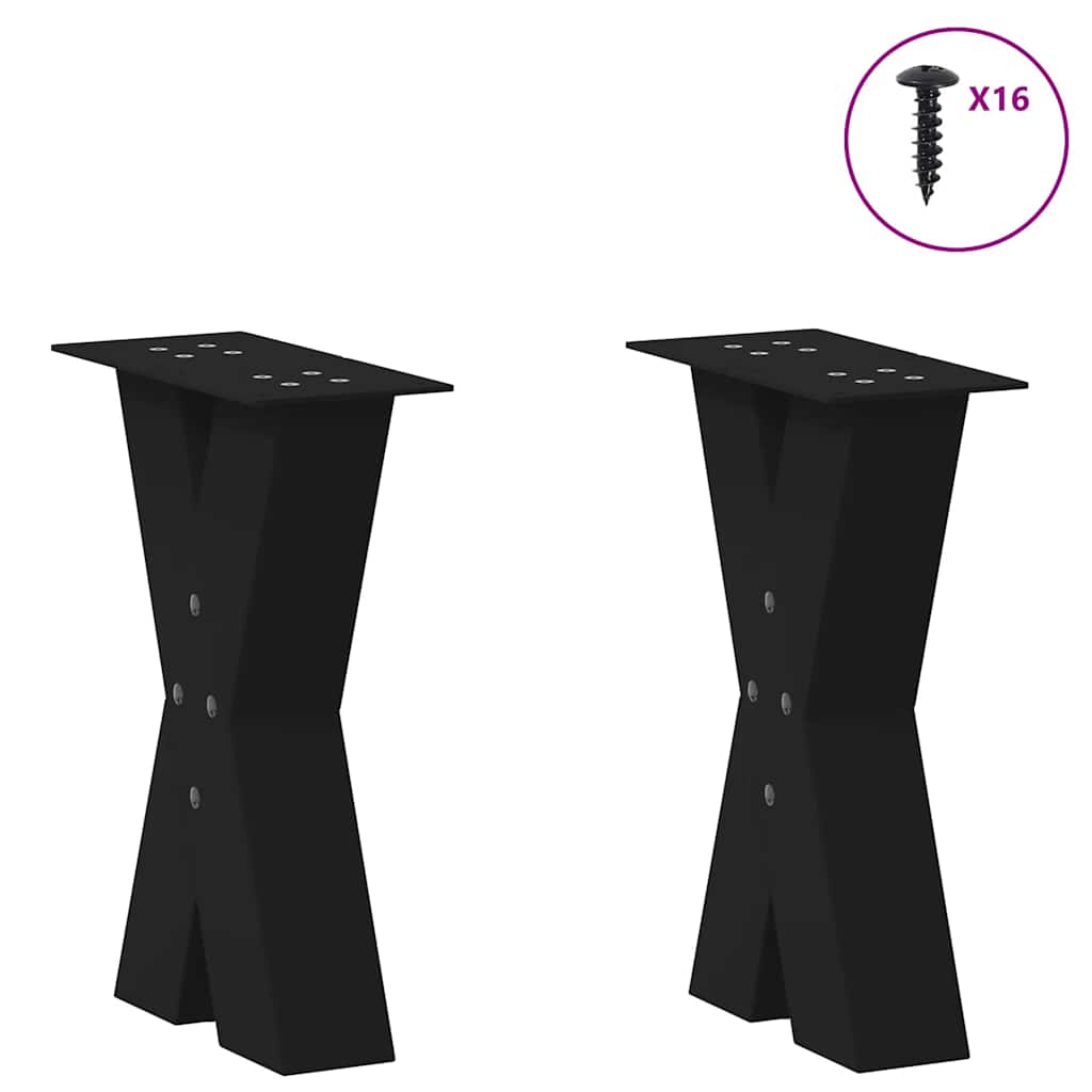 vidaXL Picioare pentru măsuță de cafea în formă de X, 2 buc., negru, 28x(42-43) cm, oțel