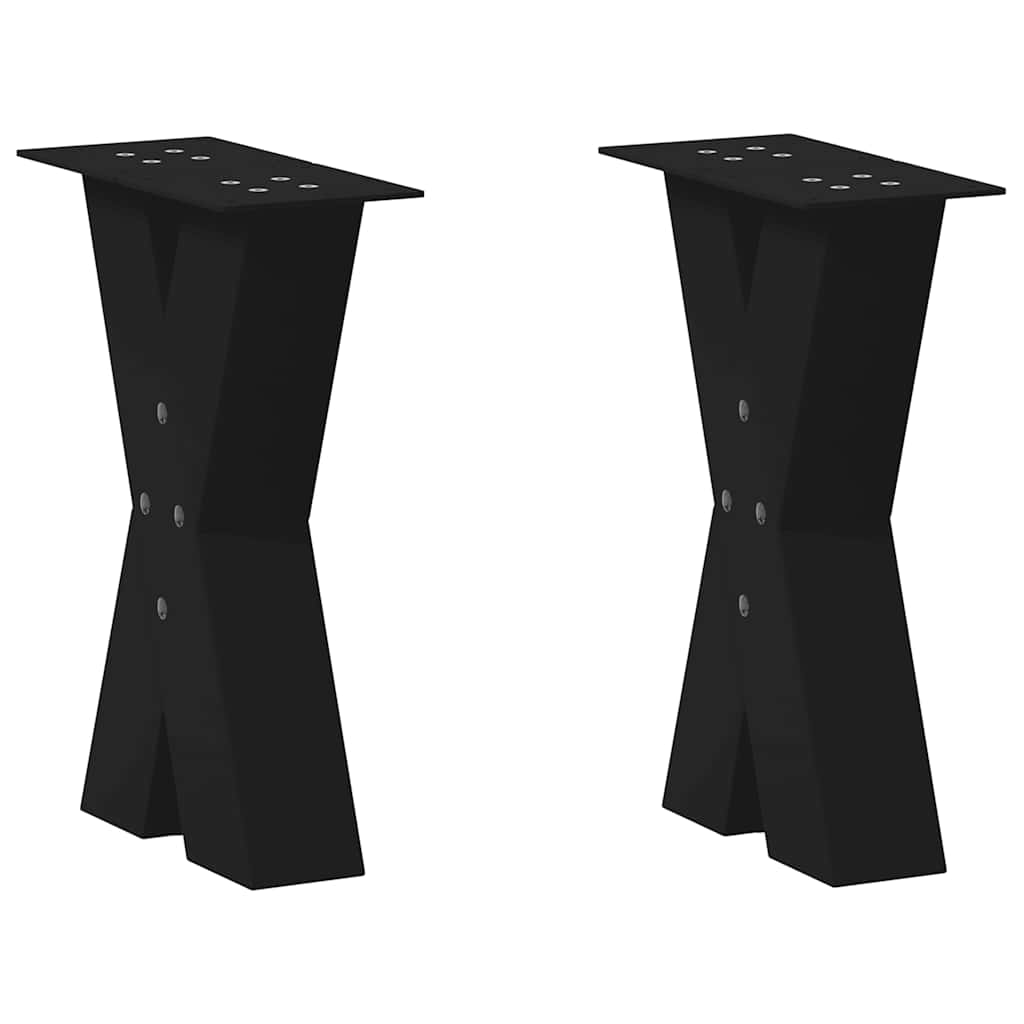 vidaXL Picioare pentru măsuță de cafea în formă de X, 2 buc., negru, 28x(42-43) cm, oțel