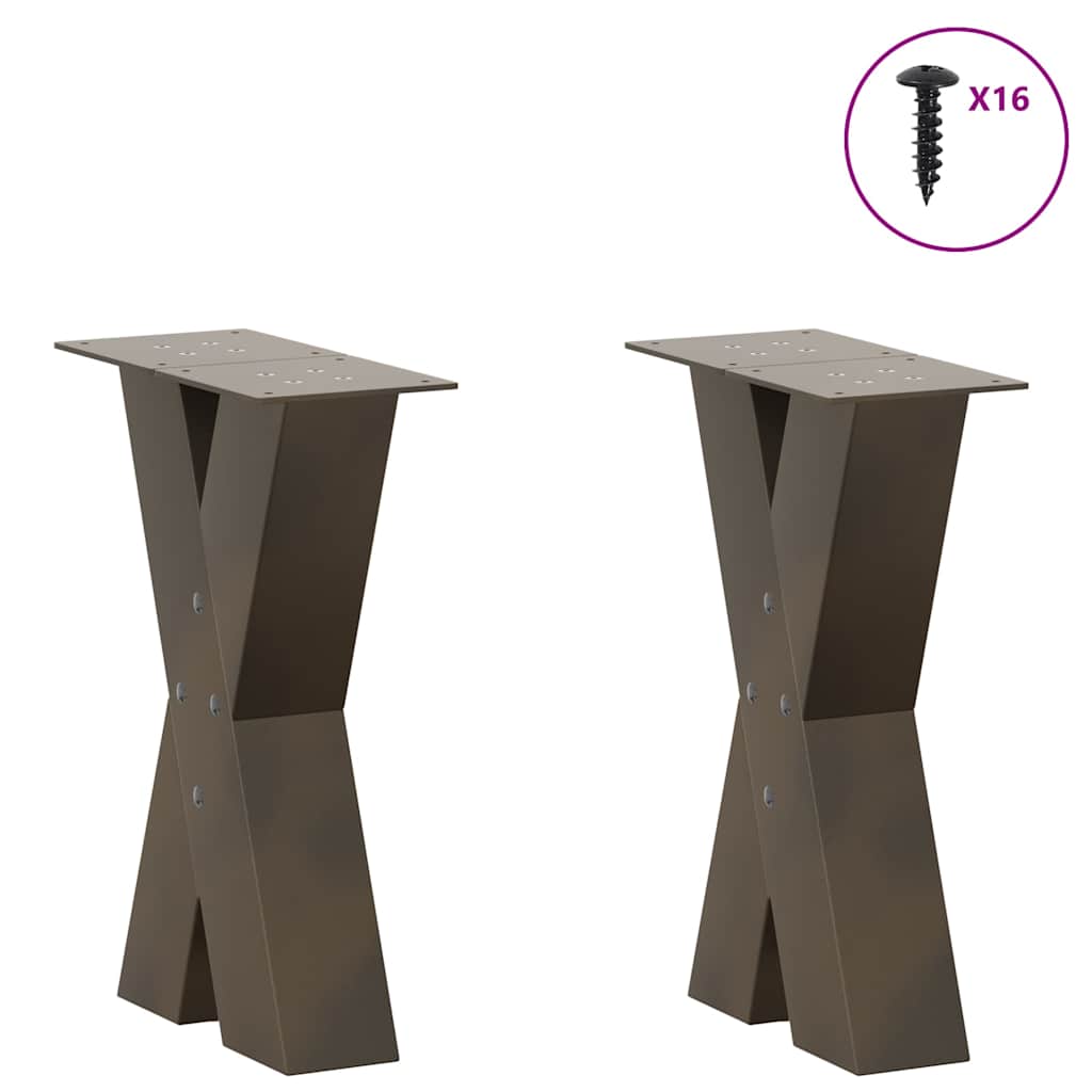 vidaXL Picioare pentru masă de cafea în formă de X, 2 buc., oțel natural, 28x(42-43) cm vidaXL Picioare pentru masă de cafea în formă de X, 2 buc., oțel natural, 28x(42-43) cm
