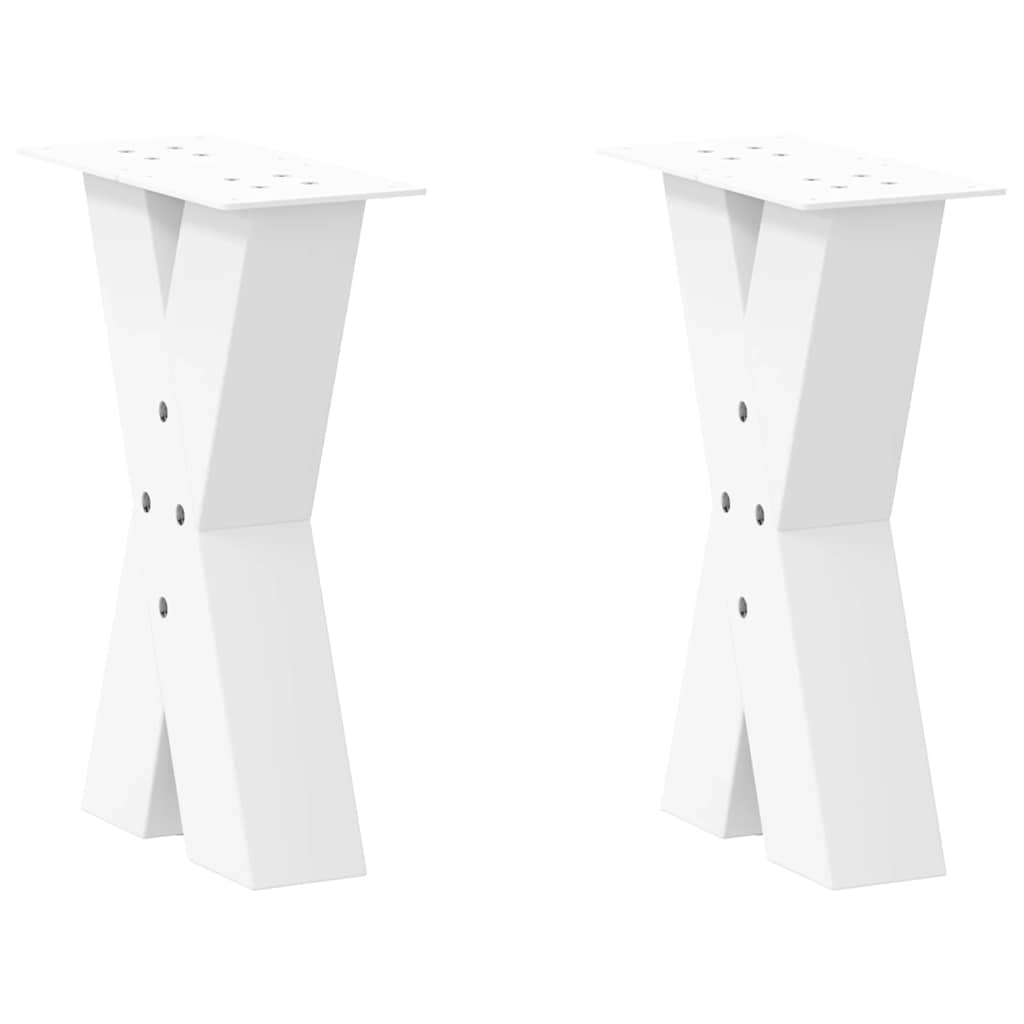 vidaXL Picioare pentru măsuță de cafea în formă de X, 2 buc., alb, 38x(42-43) cm, oțel