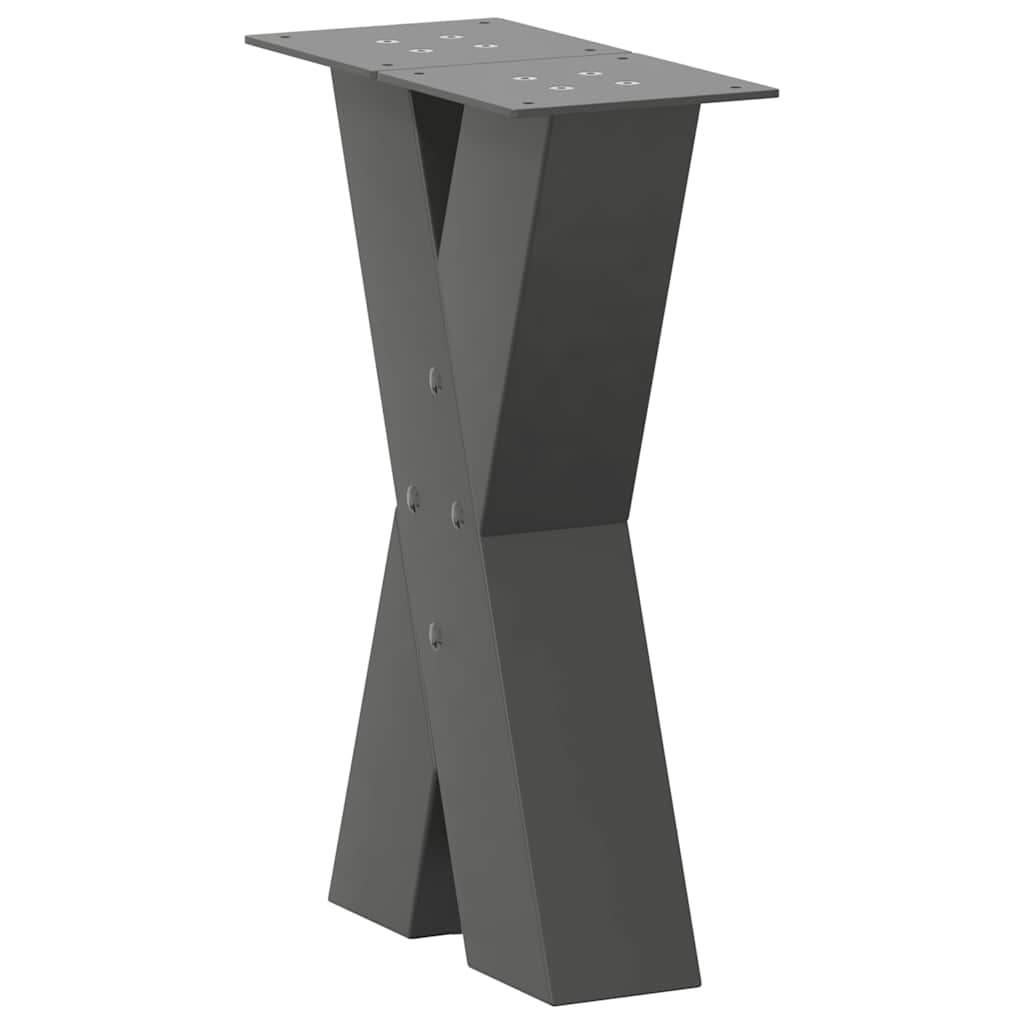 vidaXL Picioare pentru măsuță de cafea în formă de X, 2 buc., antracit, 38x(42-43) cm, oțel