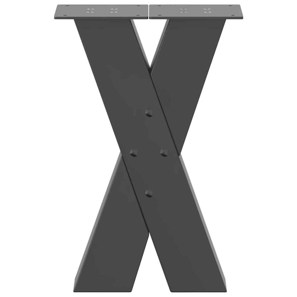 vidaXL Picioare pentru măsuță de cafea în formă de X, 2 buc., antracit, 38x(42-43) cm, oțel