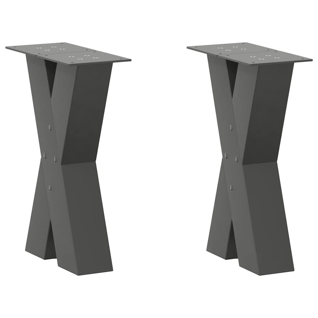 vidaXL Picioare pentru măsuță de cafea în formă de X, 2 buc., antracit, 38x(42-43) cm, oțel