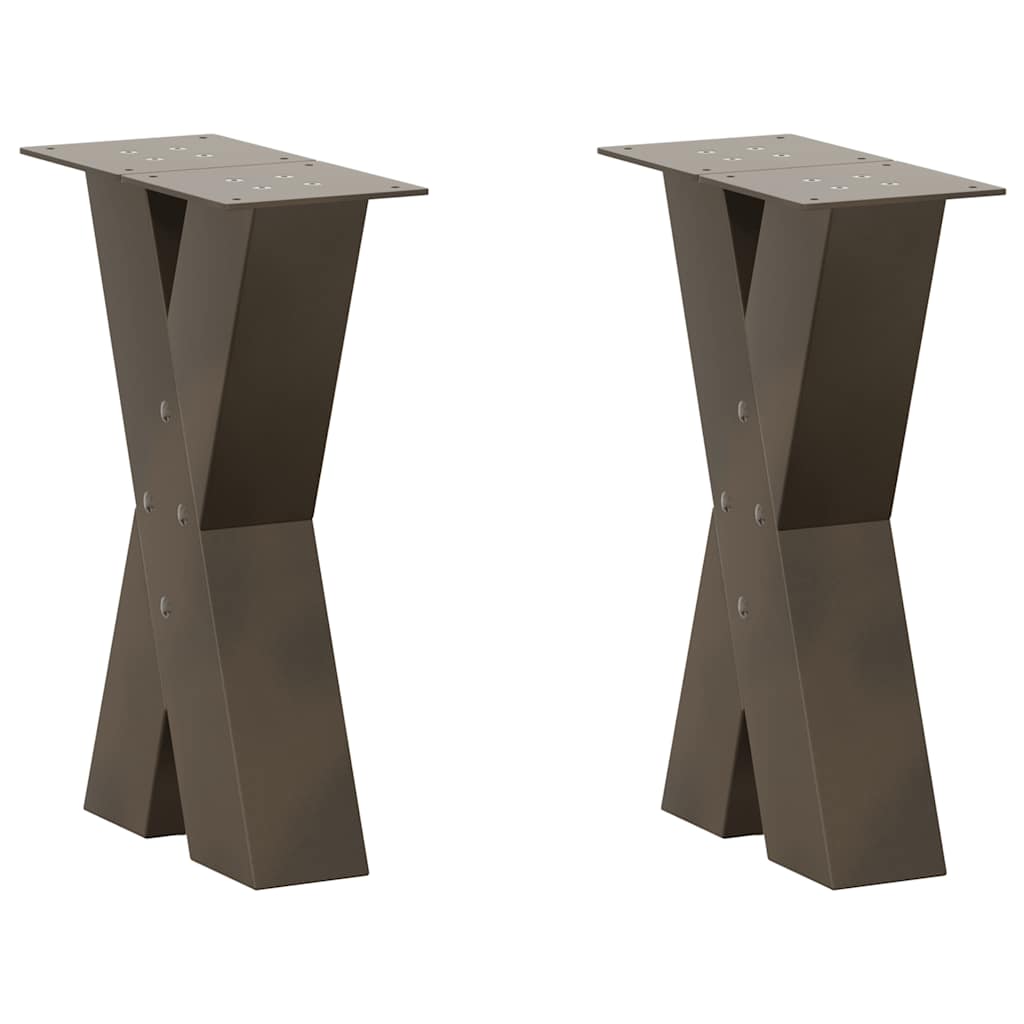 vidaXL Picioare pentru masă de cafea în formă de X, 2 buc., oțel natural, 38x(42-43) cm vidaXL Picioare pentru masă de cafea în formă de X, 2 buc., oțel natural, 38x(42-43) cm