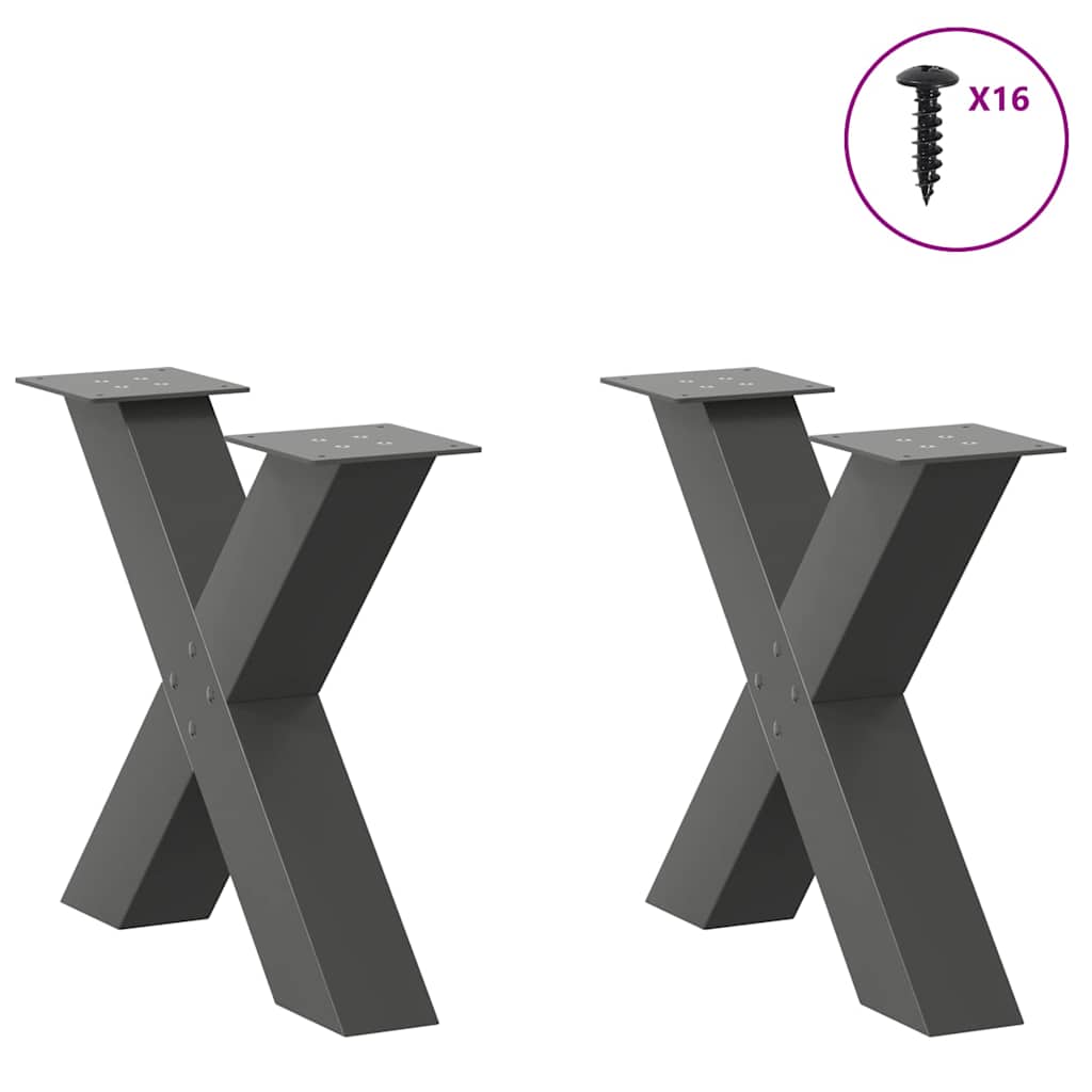 vidaXL Picioare pentru măsuță de cafea în formă de X, 2 buc., antracit, 50x(42-43) cm, oțel vidaXL Picioare pentru măsuță de cafea în formă de X, 2 buc., antracit, 50x(42-43) cm, oțel