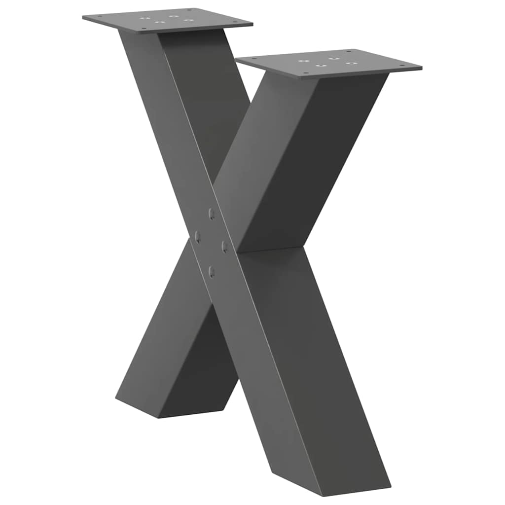 vidaXL Picioare pentru măsuță de cafea în formă de X, 2 buc., antracit, 50x(42-43) cm, oțel vidaXL Picioare pentru măsuță de cafea în formă de X, 2 buc., antracit, 50x(42-43) cm, oțel