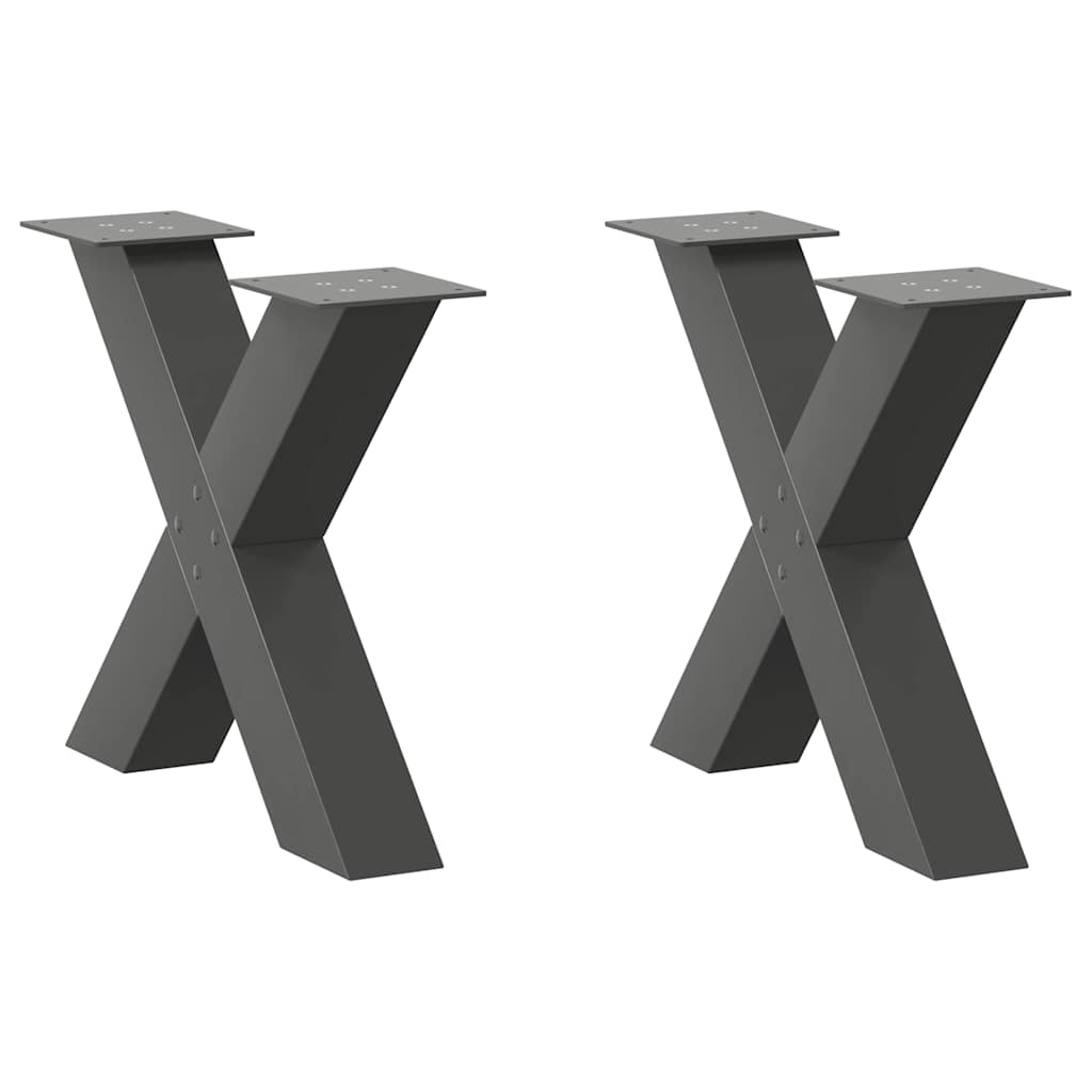 vidaXL Picioare pentru măsuță de cafea în formă de X, 2 buc., antracit, 50x(42-43) cm, oțel vidaXL Picioare pentru măsuță de cafea în formă de X, 2 buc., antracit, 50x(42-43) cm, oțel