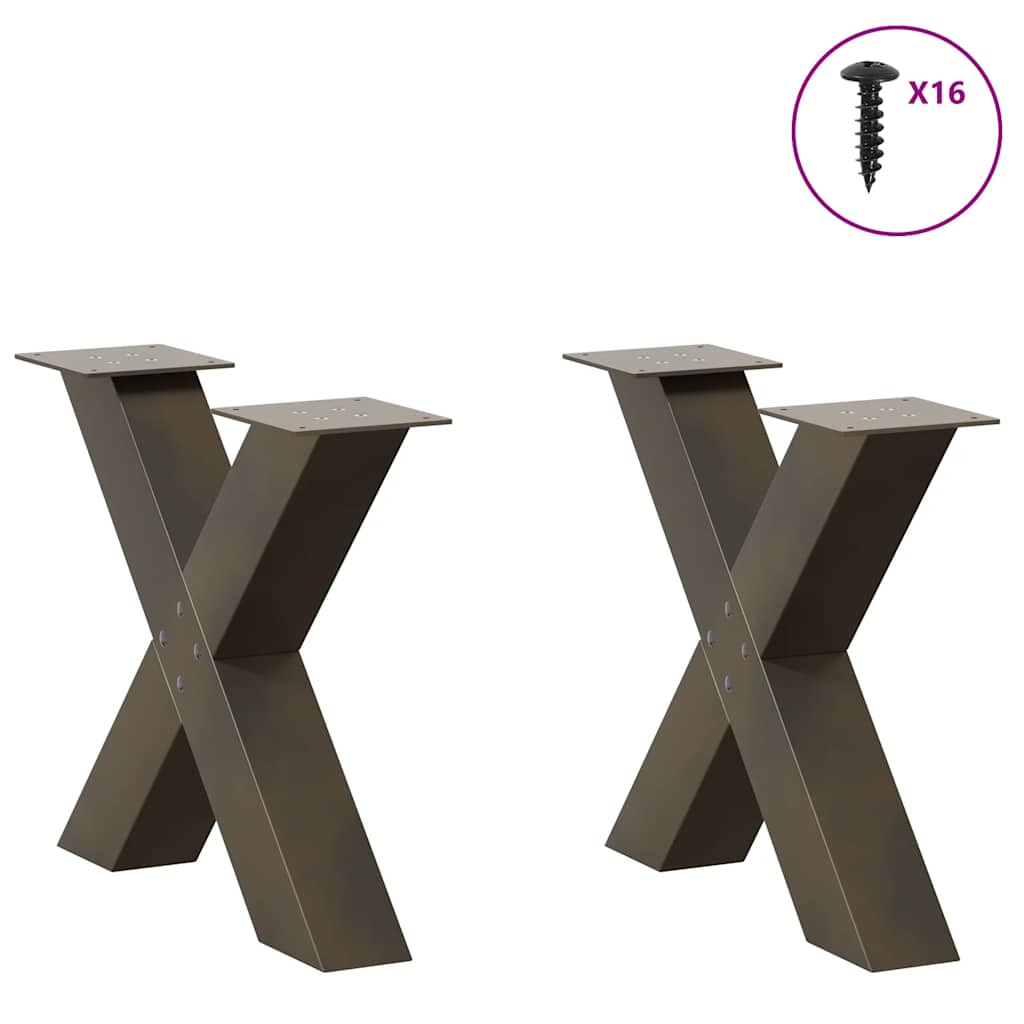 vidaXL Picioare pentru masă de cafea în formă de X, 2 buc., oțel natural, 50x(42-43) cm vidaXL Picioare pentru masă de cafea în formă de X, 2 buc., oțel natural, 50x(42-43) cm