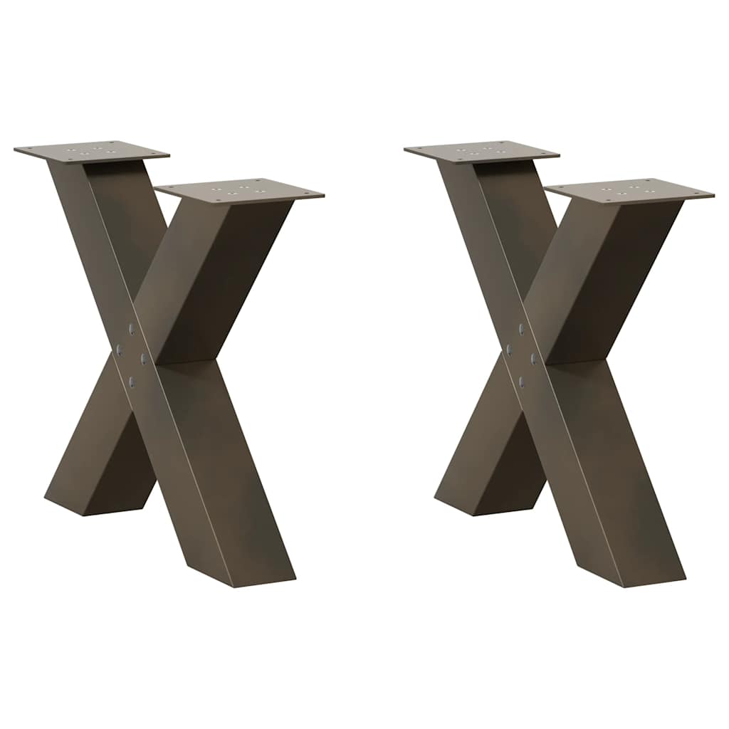 vidaXL Picioare pentru masă de cafea în formă de X, 2 buc., oțel natural, 50x(42-43) cm vidaXL Picioare pentru masă de cafea în formă de X, 2 buc., oțel natural, 50x(42-43) cm