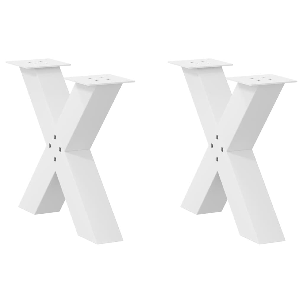 vidaXL Picioare pentru măsuță de cafea în formă de X, 2 buc., alb, 60x(42-43) cm, oțel