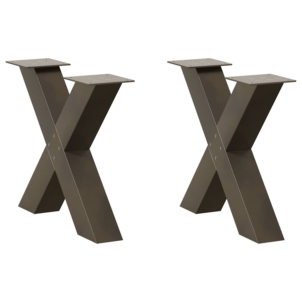 vidaXL Picioare pentru masă de cafea în formă de X, 2 buc., oțel natural, 60 x (42-43) cm vidaXL Picioare pentru masă de cafea în formă de X, 2 buc., oțel natural, 60 x (42-43) cm