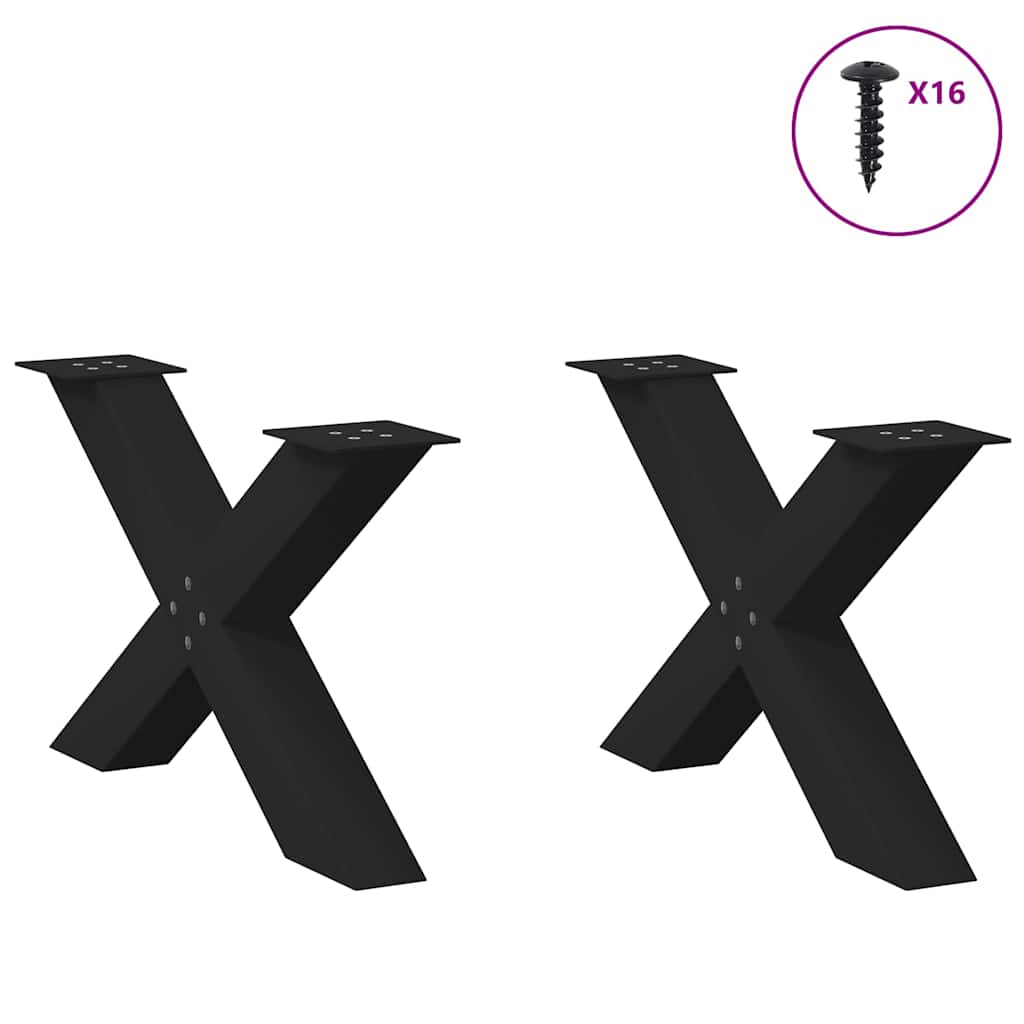 vidaXL Picioare pentru măsuță de cafea în formă de X, 2 buc., negru, 70x(42-43) cm, oțel vidaXL Picioare pentru măsuță de cafea în formă de X, 2 buc., negru, 70x(42-43) cm, oțel