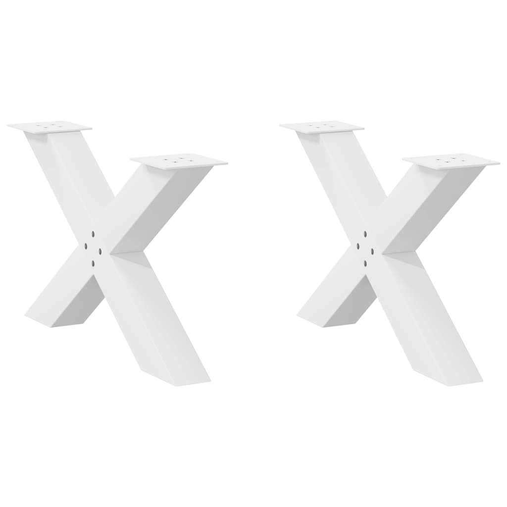 vidaXL Picioare pentru măsuță de cafea în formă de X, 2 buc., alb, 70x(42-43) cm, oțel