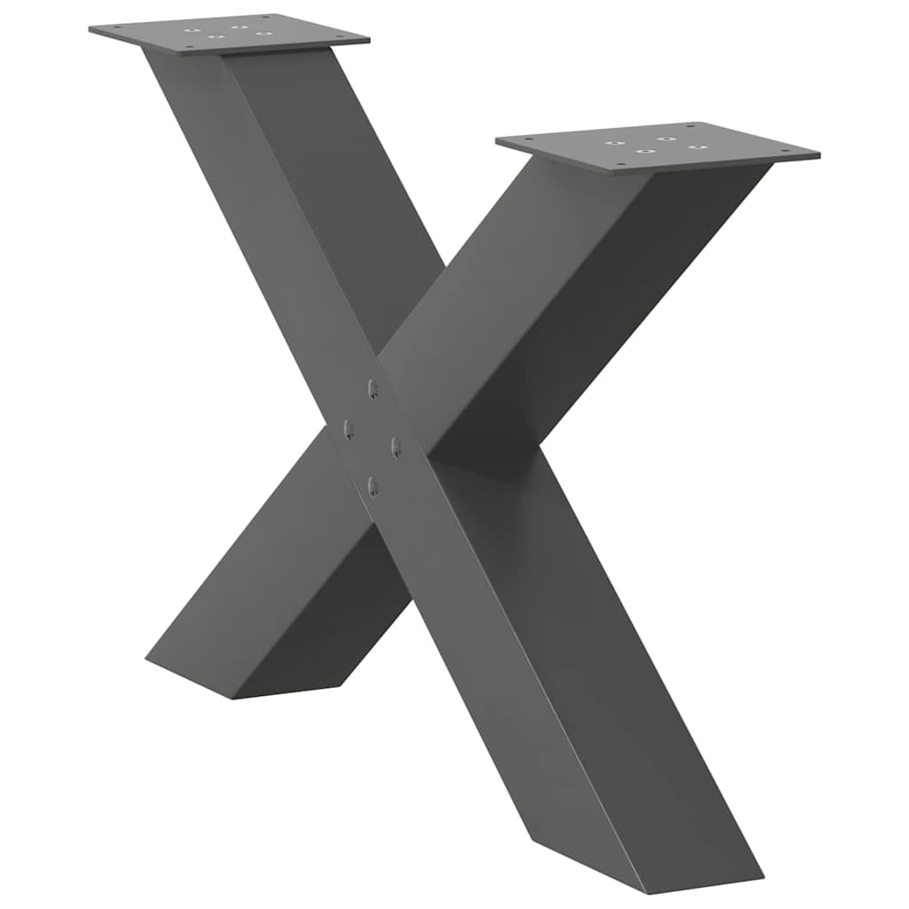 vidaXL Picioare pentru măsuță de cafea în formă de X, 2 buc., antracit, 70x(42-43) cm, oțel