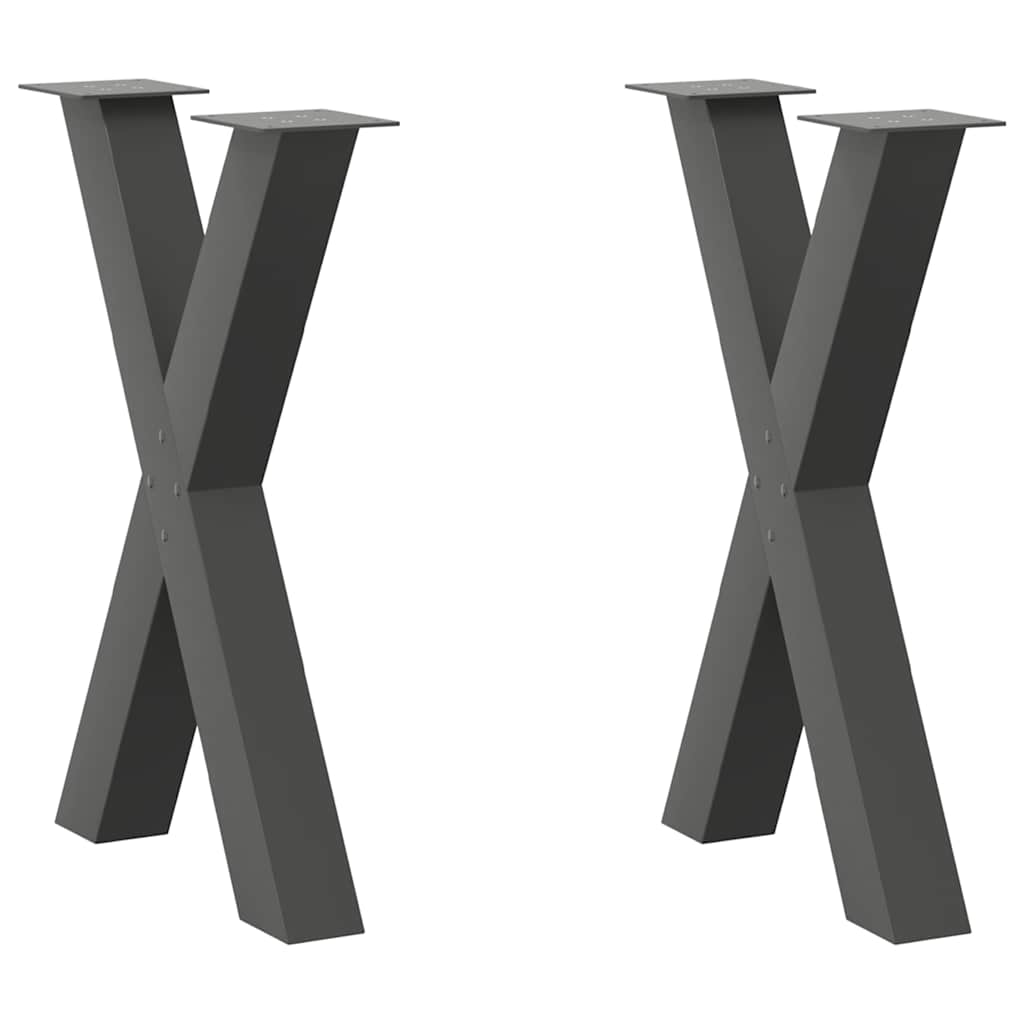 vidaXL Picioare de masă în formă de X, 2 buc., antracit, 50x(72-73) cm, oțel vidaXL Picioare de masă în formă de X, 2 buc., antracit, 50x(72-73) cm, oțel